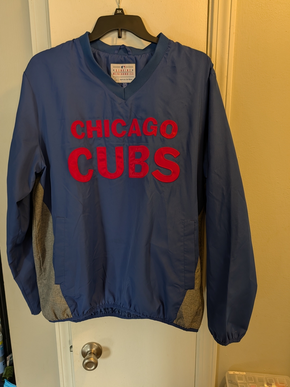 Blue Chicago Cubs Pullover Windbreaker Jacket Embroidered Size L